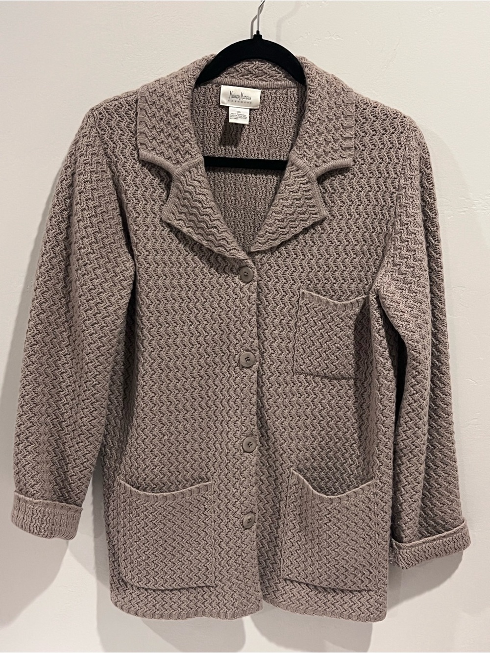 Neiman Marcus Taupe Cashmere Button Cardigan Jacket